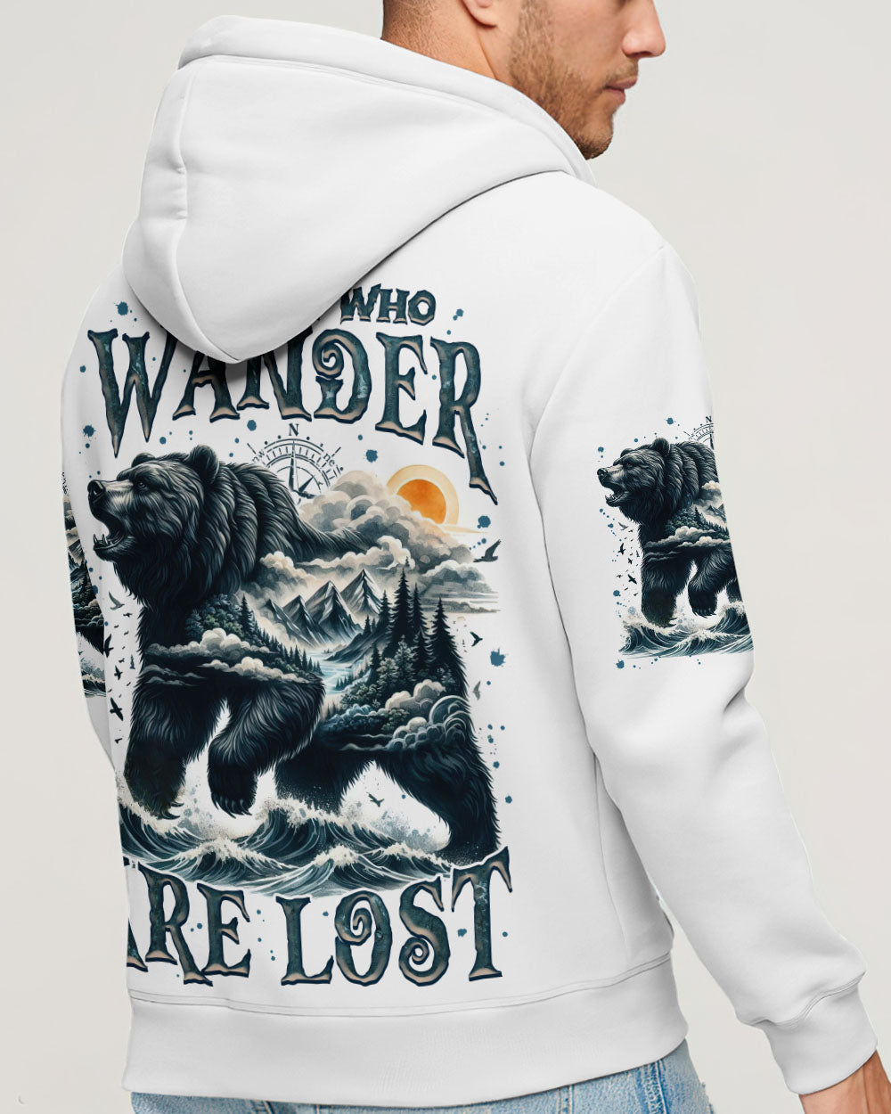 NOT ALL WHO WANDER ARE LOST BEAR COMPASS ALL OVER PRINT - TLNZ1312242