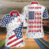 BlueJose Bowling And Pins US Flag Bowling Pattern Customized Name, Team Name 3D Shirt (Black & White)