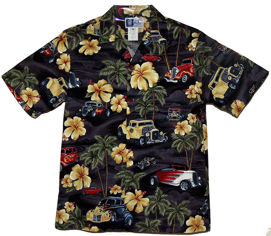 Bluejose Hibiscus Drag Racers Men's Hawaiian Shirt
