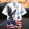 Bluejose 100 Years of Route 66 & America 250th Anniversary Classic Red Mustang Patriotic White Hawaiian Shirt