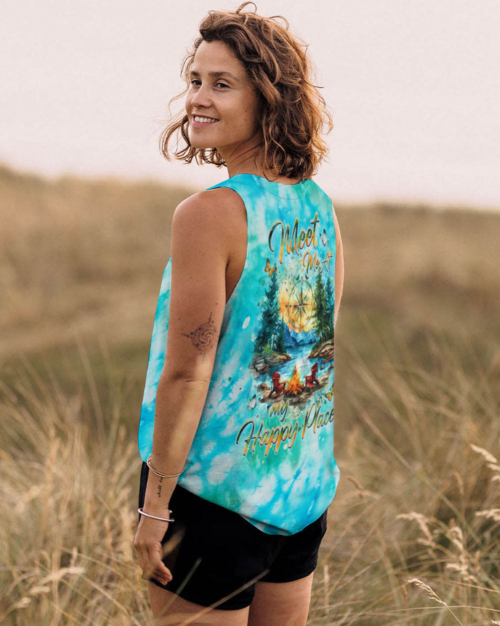  MEET ME AT MY HAPPY PLACE CAMPFIRE TIE DYE ALL OVER PRINT - TLHG1111243