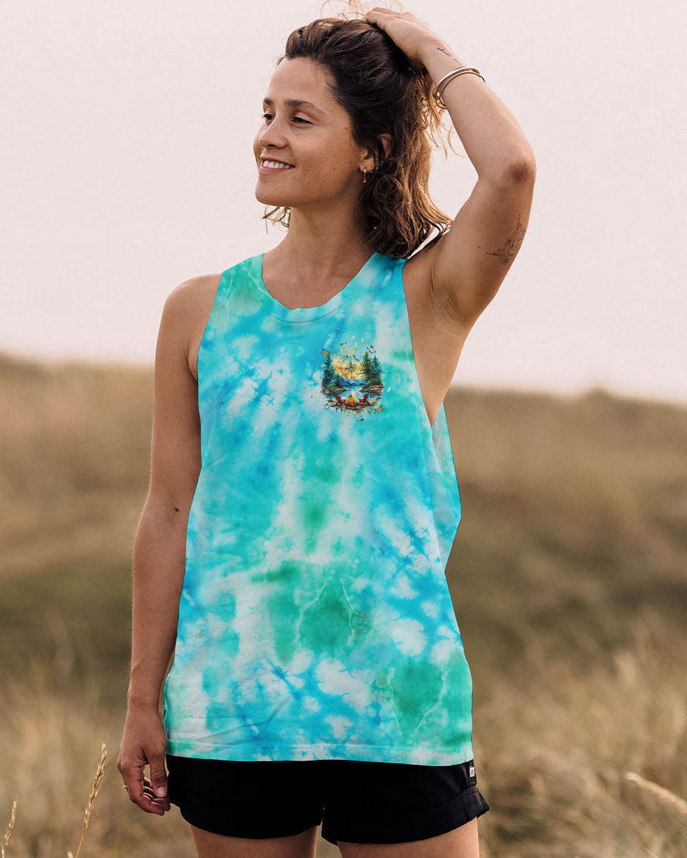 MEET ME AT MY HAPPY PLACE CAMPFIRE TIE DYE ALL OVER PRINT  - TLHG1111243