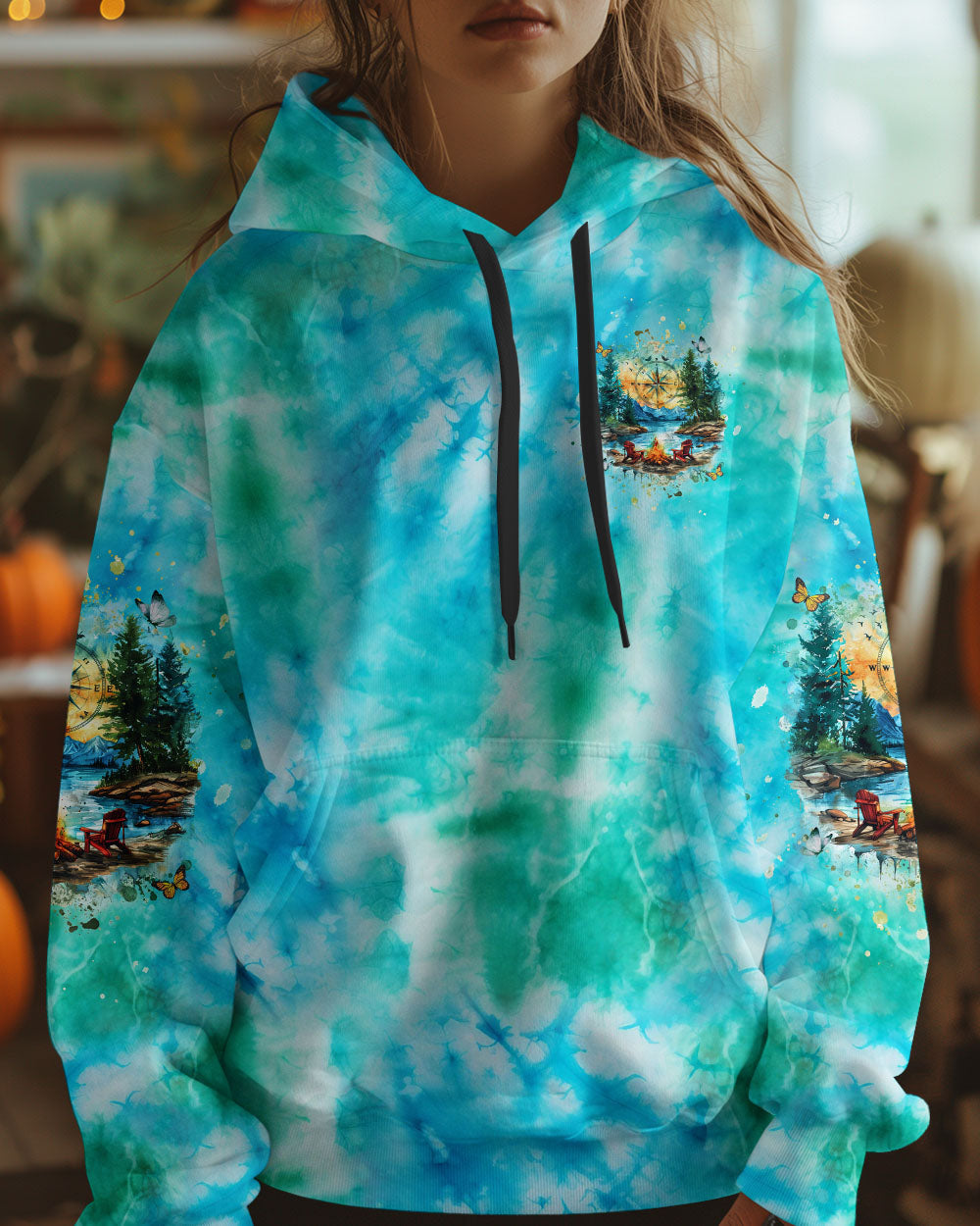MEET ME AT MY HAPPY PLACE CAMPFIRE TIE DYE ALL OVER PRINT  - TLHG1111243
