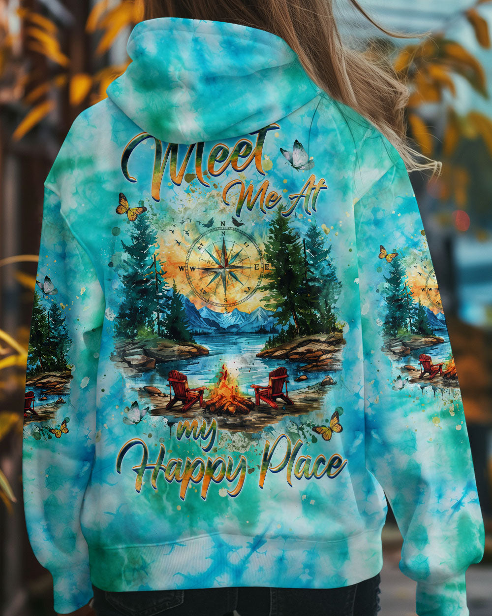 MEET ME AT MY HAPPY PLACE CAMPFIRE TIE DYE ALL OVER PRINT  - TLHG1111243