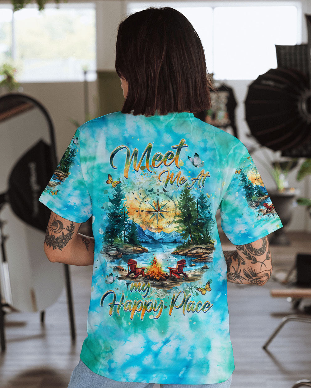 MEET ME AT MY HAPPY PLACE CAMPFIRE TIE DYE ALL OVER PRINT  - TLHG1111243