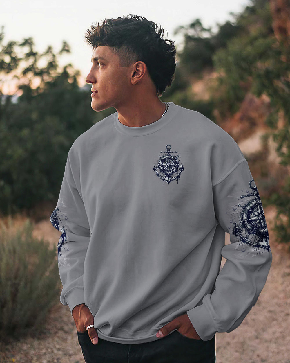 NOT ALL WHO WANDER ARE LOST COMPASS ANCHOR ALL OVER PRINT - TLNO0803251