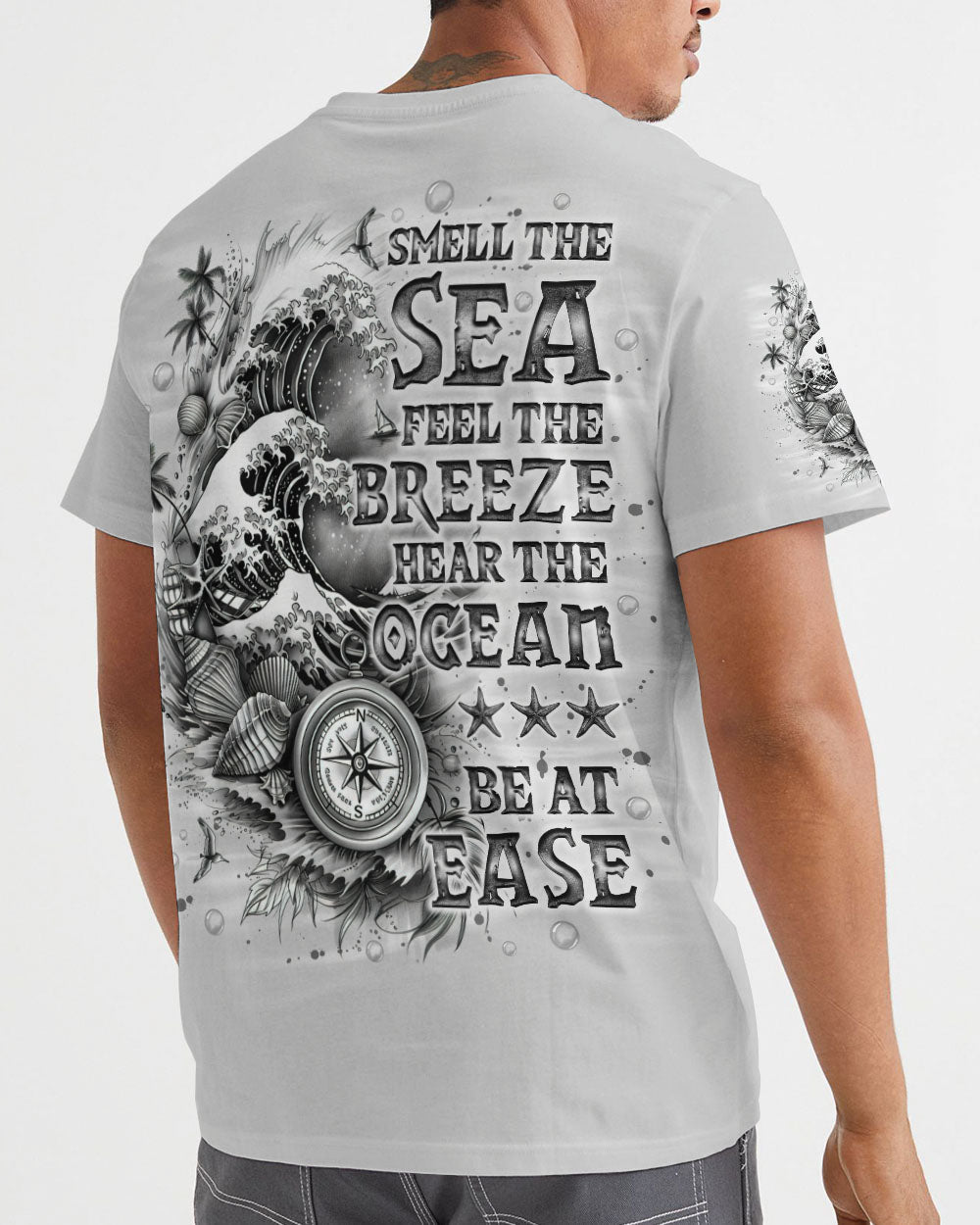 SMELL THE SEA FEEL THE BREEZE COMPASS WAVES ALL OVER PRINT - TLNO1303252