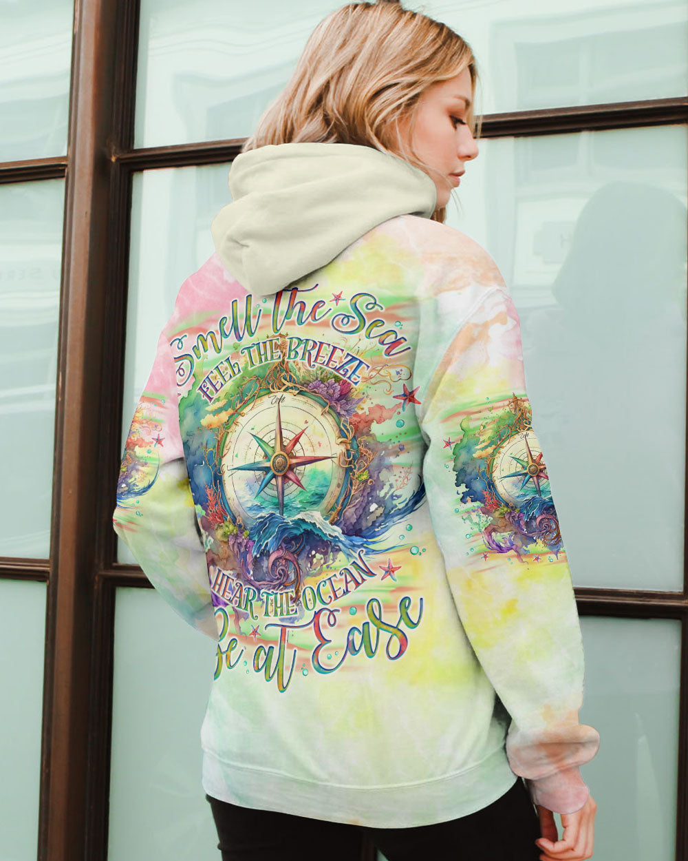 SMELL THE SEA FEEL THE BREEZE COMPASS ALL OVER PRINT - TLNO1409243