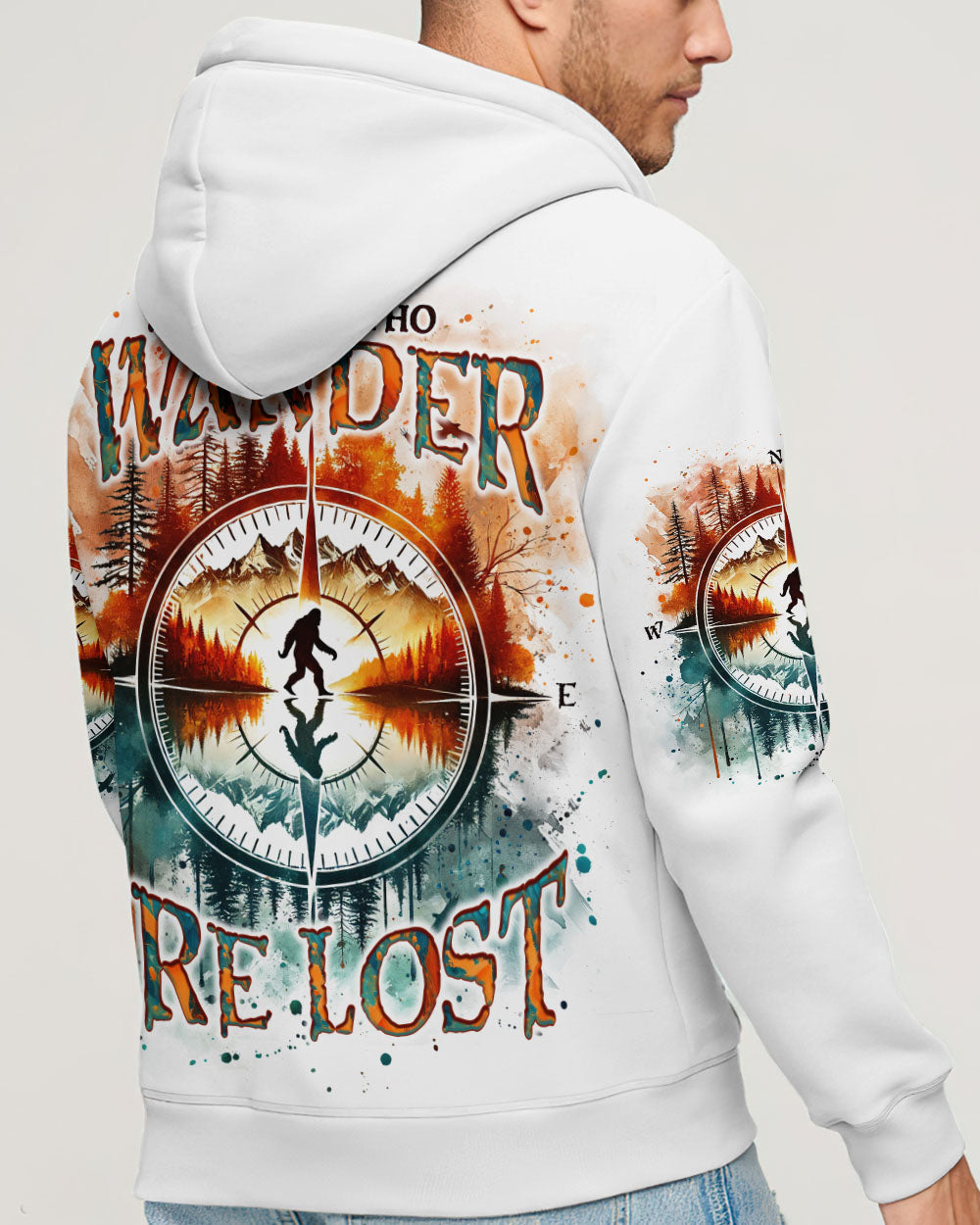  NOT ALL WHO WANDER ARE LOST BIGFOOT COMPASS ALL OVER PRINT - TLNO2012243