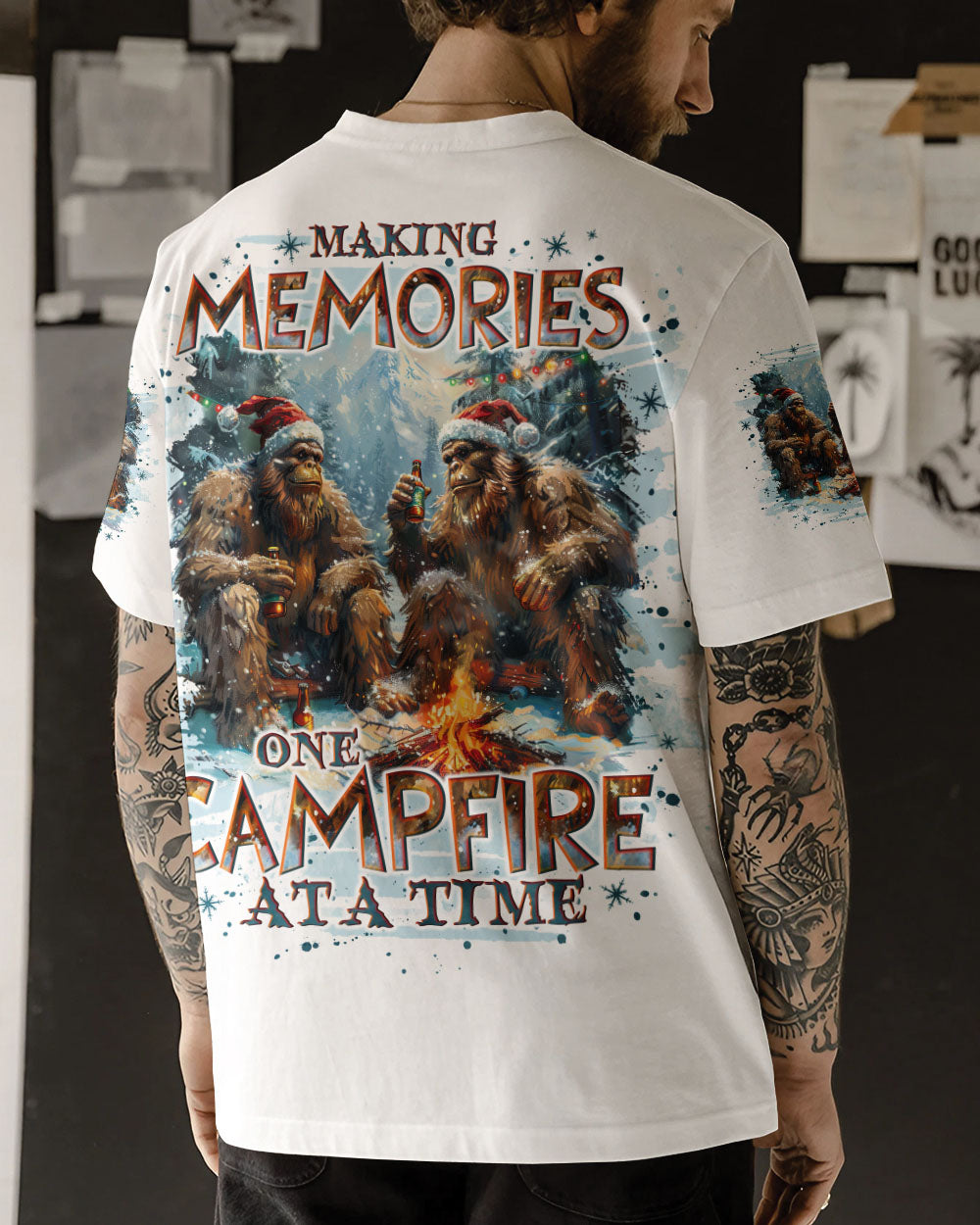 MAKING MEMORIES ONE CAMPFIRE AT A TIME BIGFOOT CHRISTMAS ALL OVER PRINT - TLNO3110244