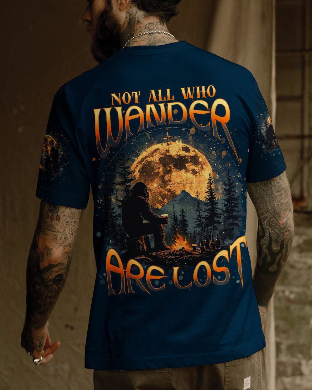 NOT ALL WHO WANDER ARE LOST BIGFOOT COMPASS ALL OVER PRINT  - TLNT0412241