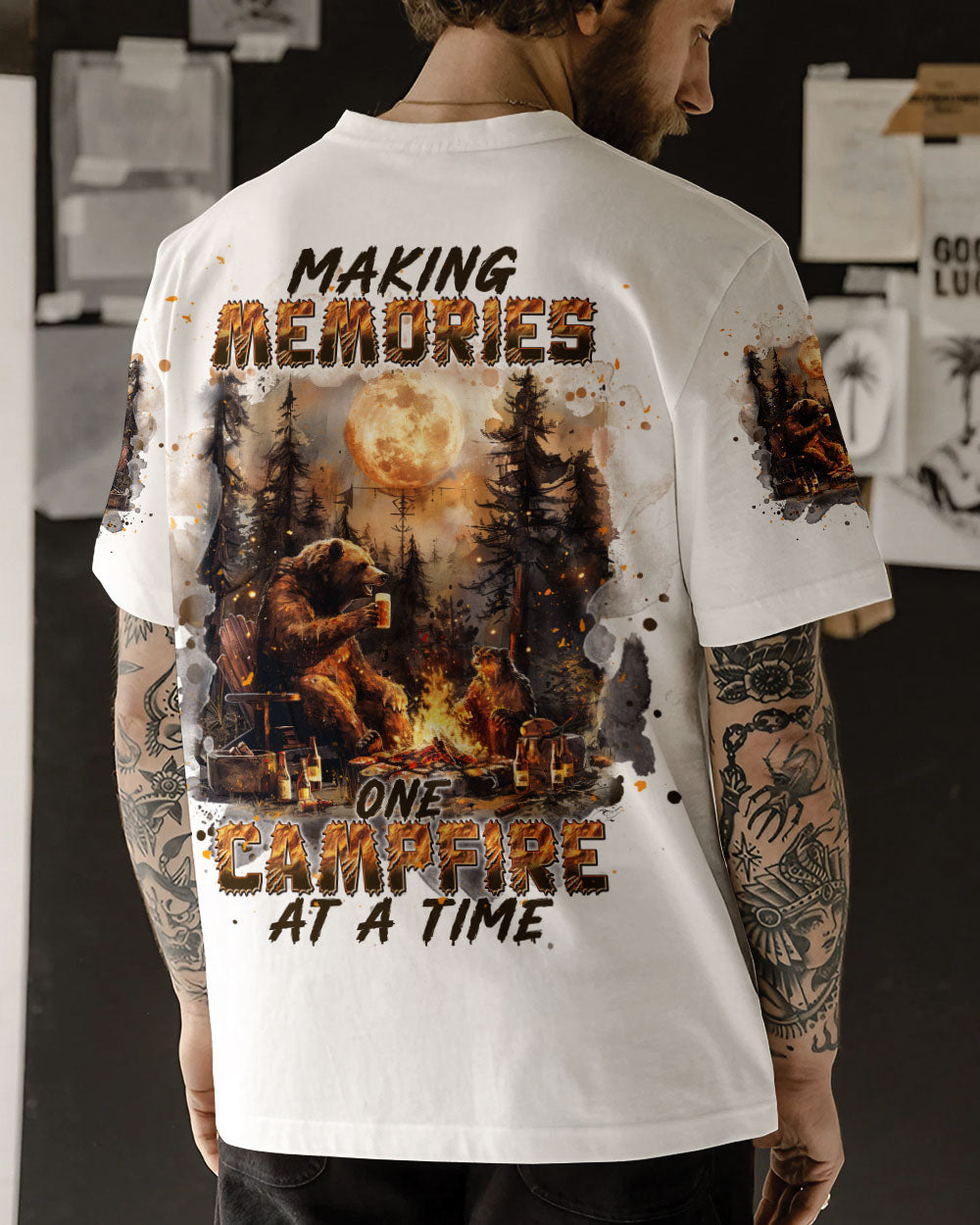 MAKING MEMORIES ONE CAMPFIRE AT A TIME BEAR ALL OVER PRINT - TLNT0609241