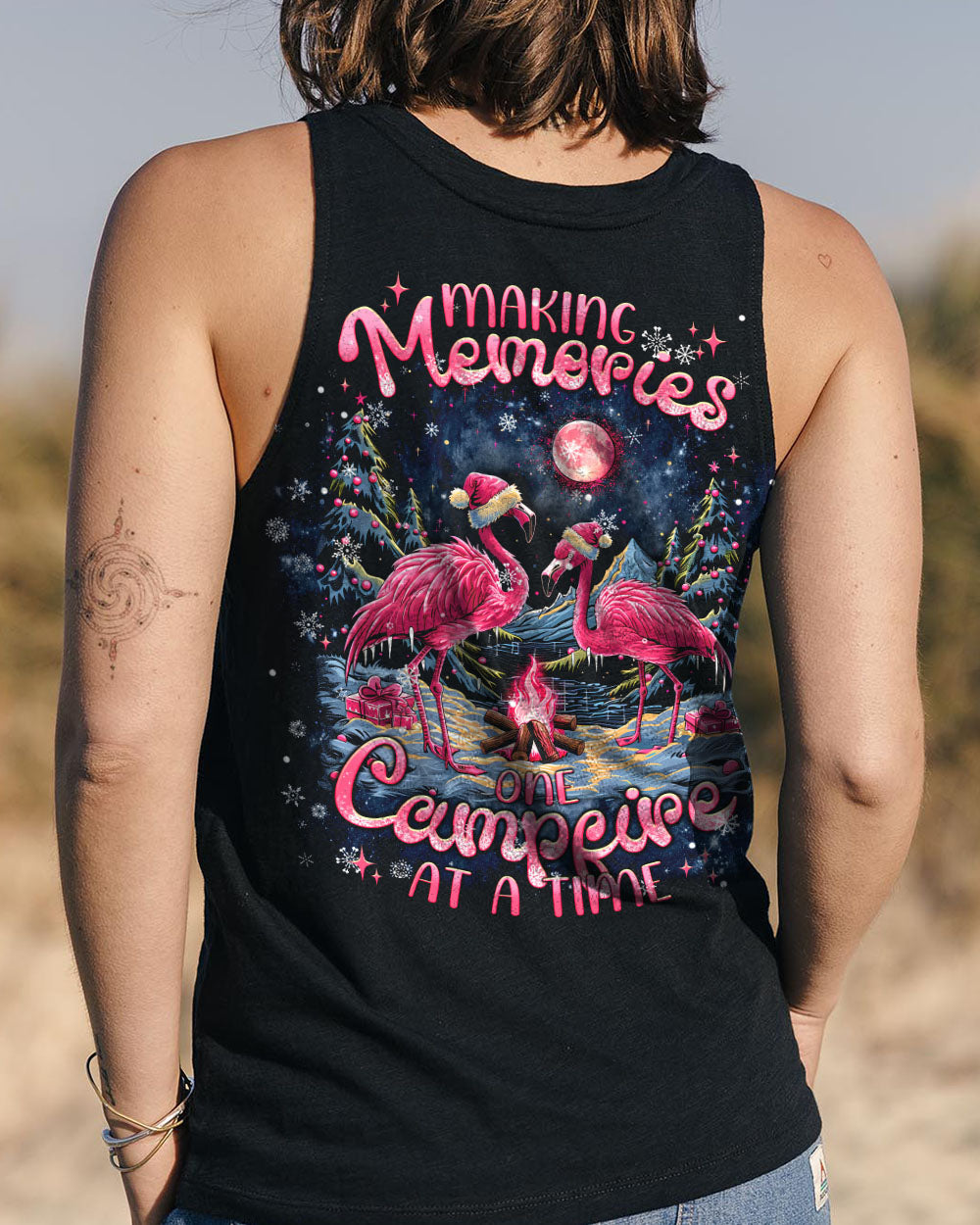 MAKING MEMORIES ONE CAMPFIRE AT A TIME FLAMINGO CHRISTMAS ALL OVER PRINT -  TLNT1210241