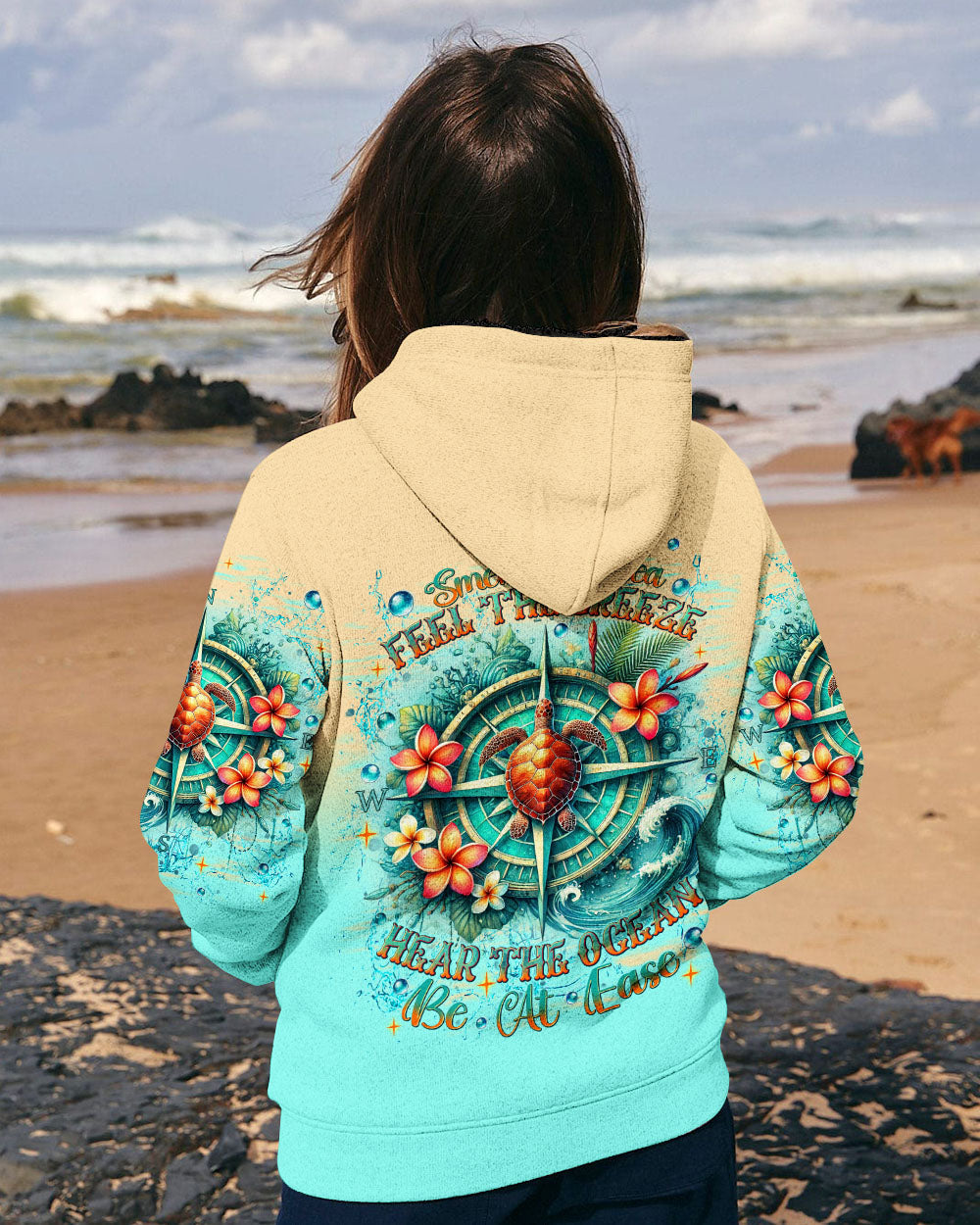 SMELL THE SEA FEEL THE BREEZE TURTLE COMPASS ALL OVER PRINT - TLNT1702251