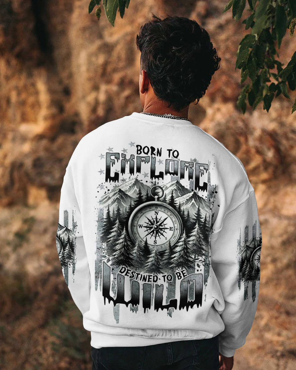 BORN TO EXPLORE DESTINED TO BE WILD COMPASS ALL OVER PRINT - TLNT1909242