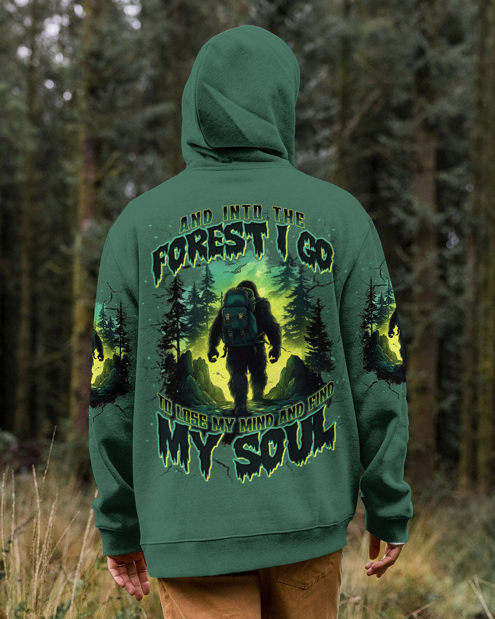 AND INTO THE FOREST I GO BIGFOOT ALL OVER PRINT - TLNT1911252