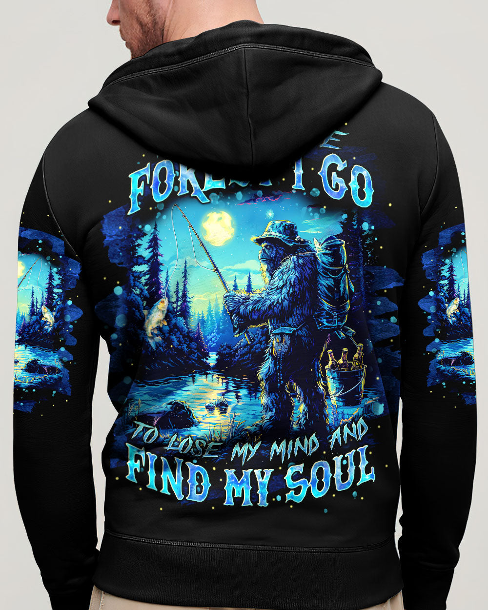 AND INTO THE FOREST I GO BIGFOOT FISHING ALL OVER PRINT - TLNT2102251