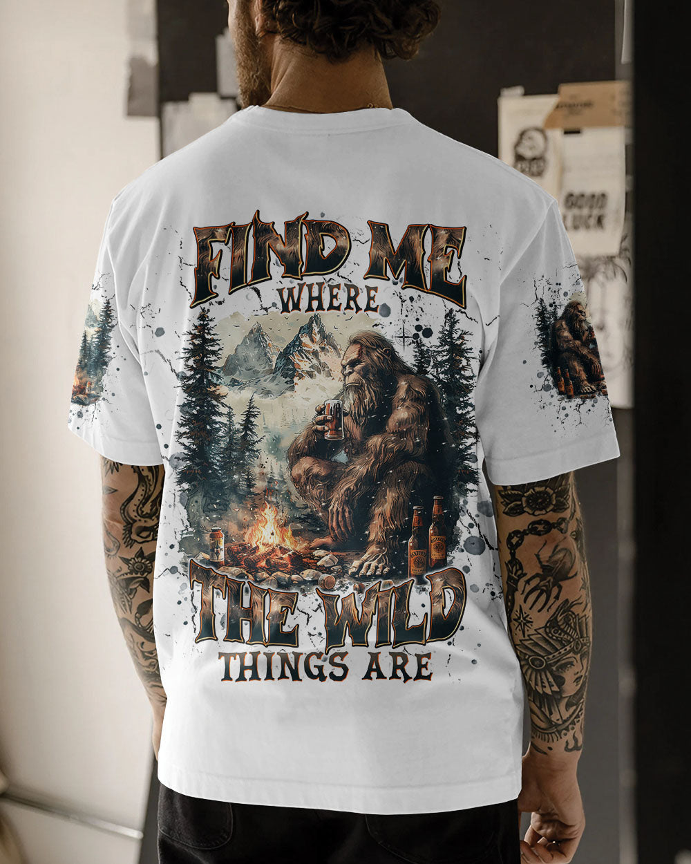 FIND ME WHERE THE WILD THINGS ARE BIGFOOT ALL OVER PRINT  - TLNT2211241