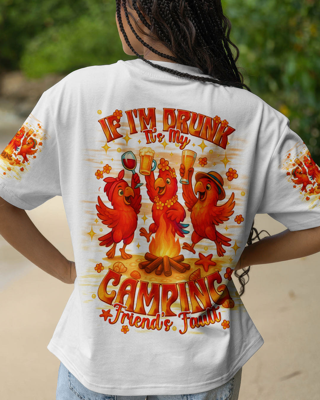 IF I'M DRUNK IT'S MY CAMPING FRIEND'S FAULT PARROT ALL OVER PRINT - TLNT2407253