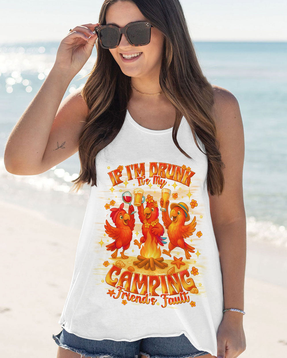 IF I'M DRUNK IT'S MY CAMPING FRIEND'S FAULT PARROT ALL OVER PRINT - TLNT2407253