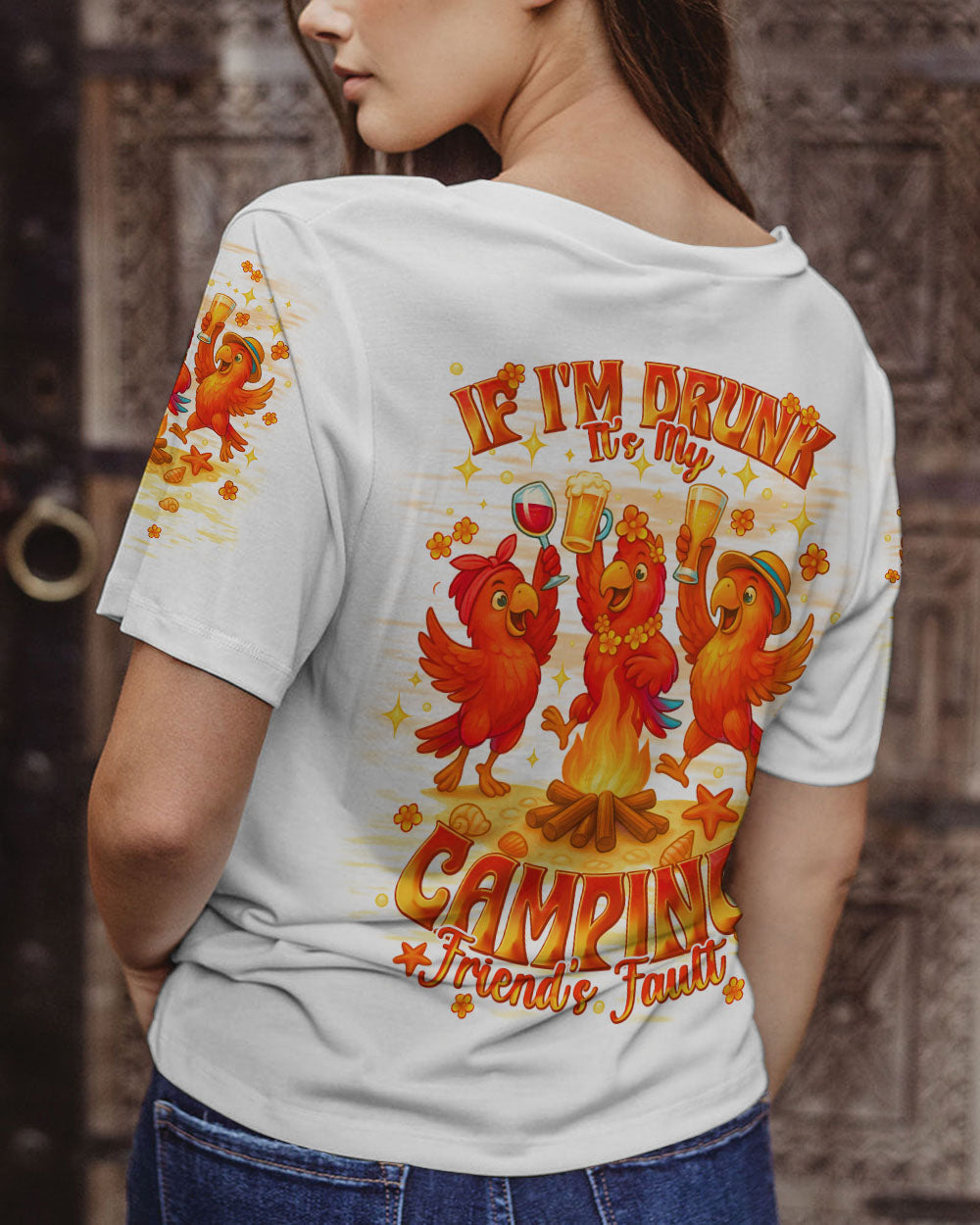 IF I'M DRUNK IT'S MY CAMPING FRIEND'S FAULT PARROT ALL OVER PRINT - TLNT2407253