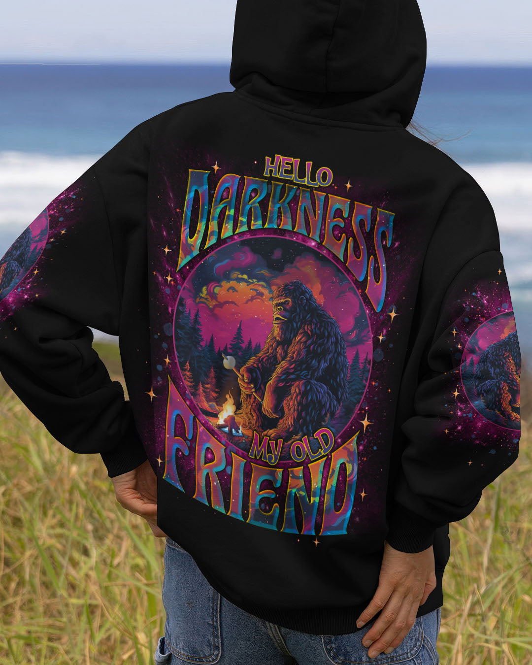 HELLO DARKNESS MY OLD FRIEND BIGFOOT ALL OVER PRINT - TLNT2711251