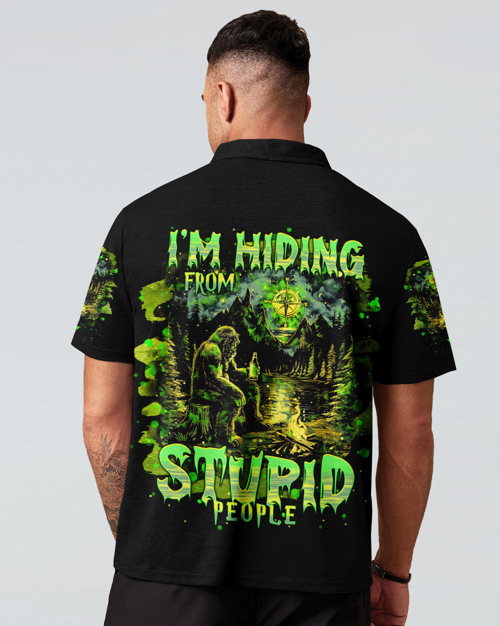 I'M HIDING FROM STUPID PEOPLE BIGFOOT ALL OVER PRINT - TLNT2802251