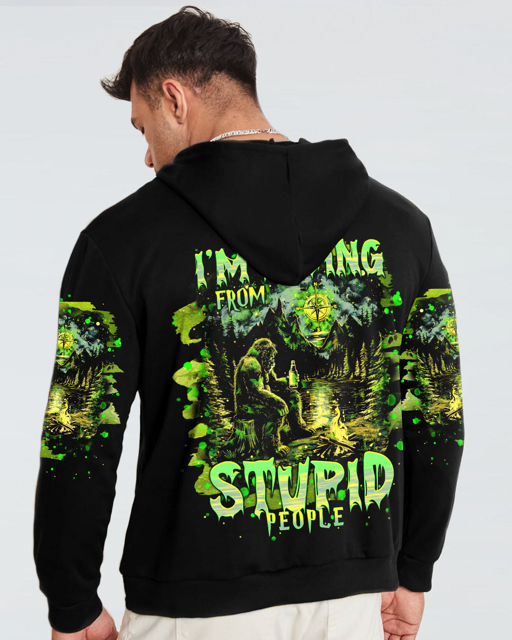 I'M HIDING FROM STUPID PEOPLE BIGFOOT ALL OVER PRINT - TLNT2802251