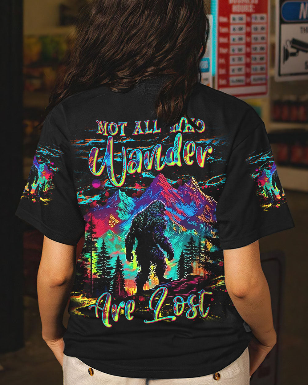 NOT ALL WHO WANDER ARE LOST BIGFOOT COLORFUL ALL OVER PRINT - TLNT2810241
