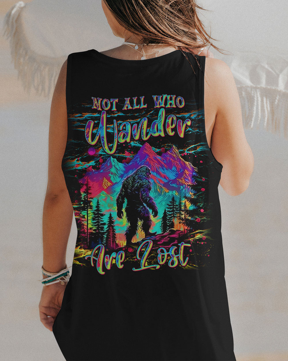 NOT ALL WHO WANDER ARE LOST BIGFOOT COLORFUL ALL OVER PRINT - TLNT2810241