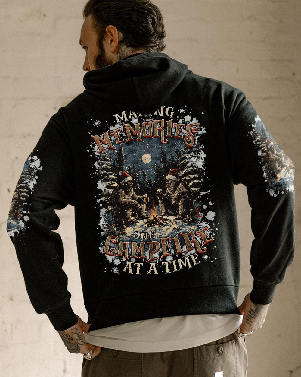 MAKING MEMORIES ONE CAMPFIRE AT A TIME BIGFOOT CHRISTMAS ALL OVER PRINT - TLNZ0910244