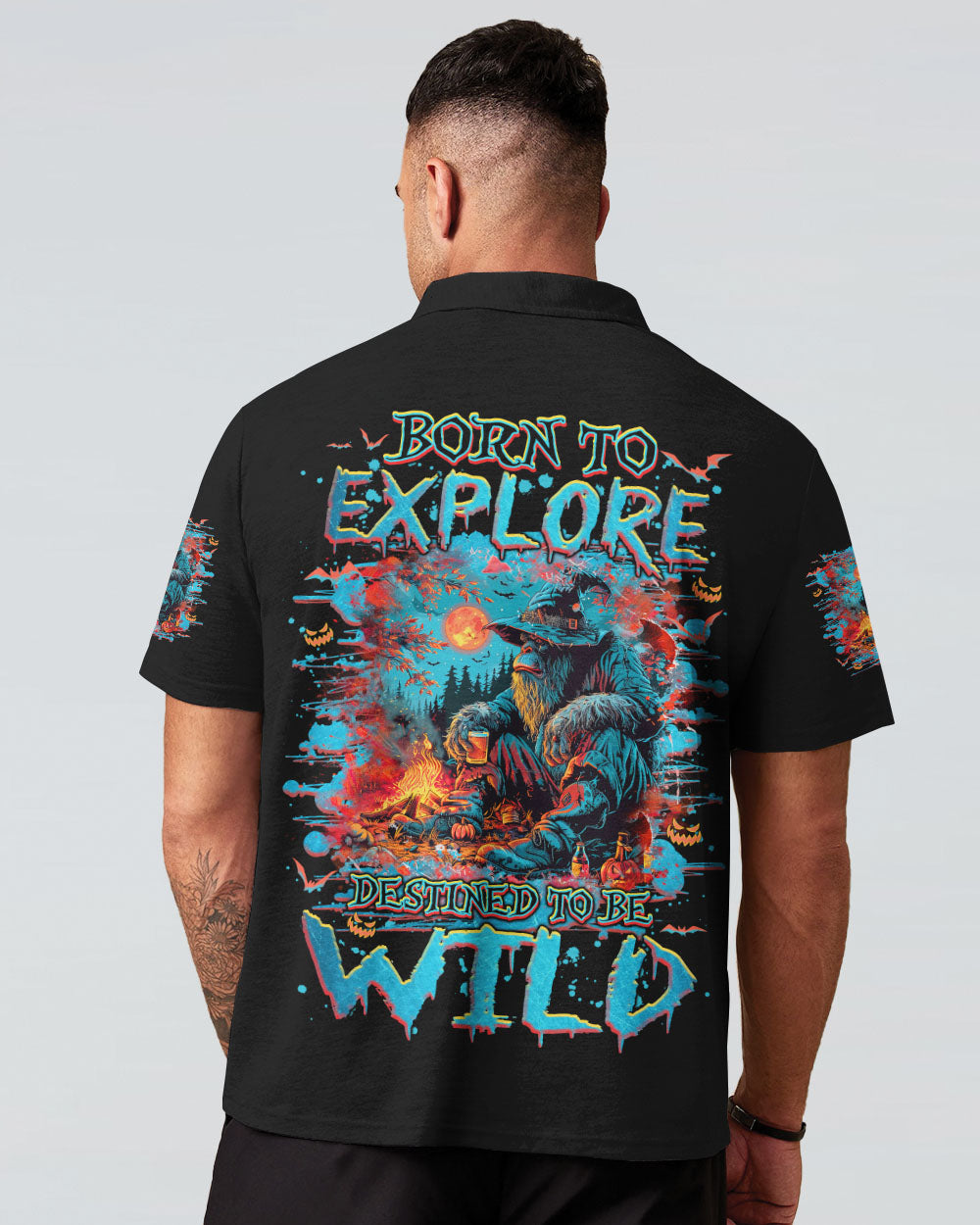BORN TO EXPLORE DESTINED TO BE WILD BIGFOOT HALLOWEEN ALL OVER PRINT - TLNZ1109241