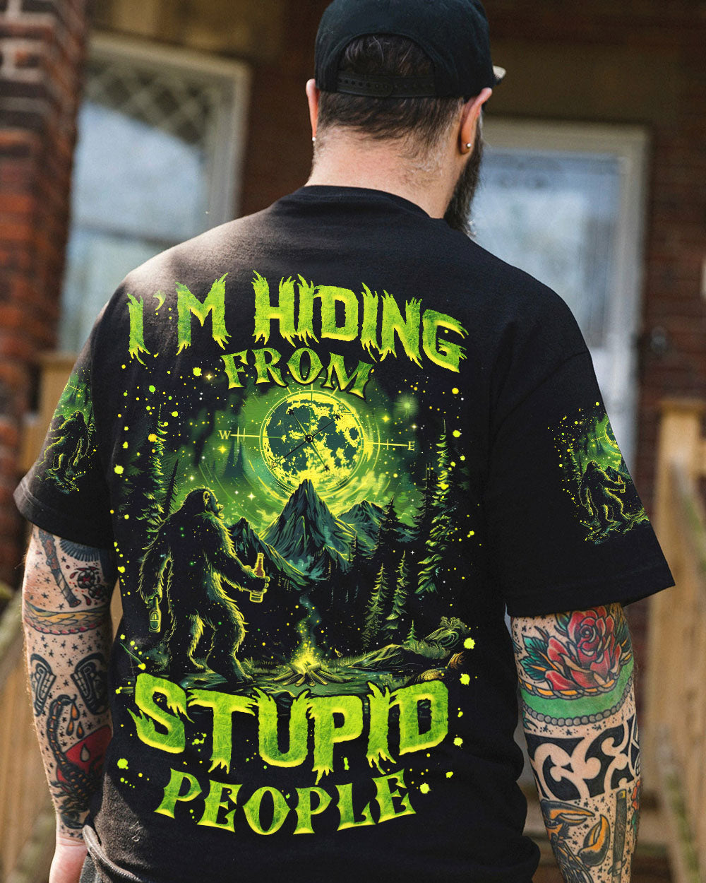 I'M HIDING FROM STUPID PEOPLE BIGFOOT ALL OVER PRINT - TLNZ2702254
