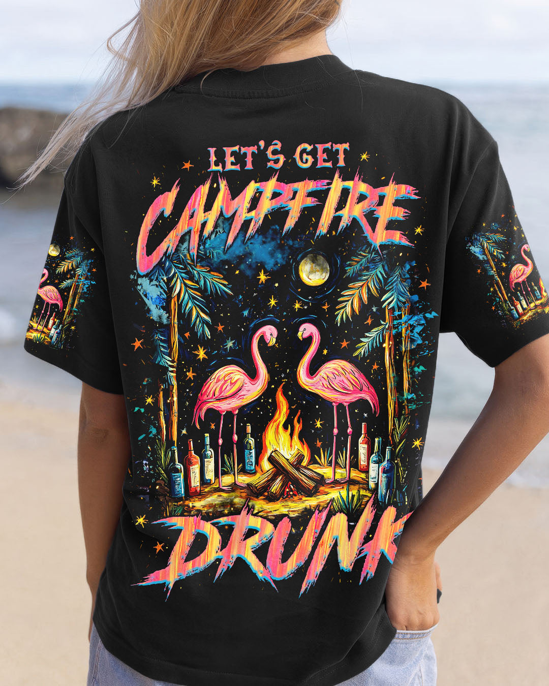 LET'S GET CAMPFIRE DRUNK FLAMINGO ALL OVER PRINT - TLNZ2808251