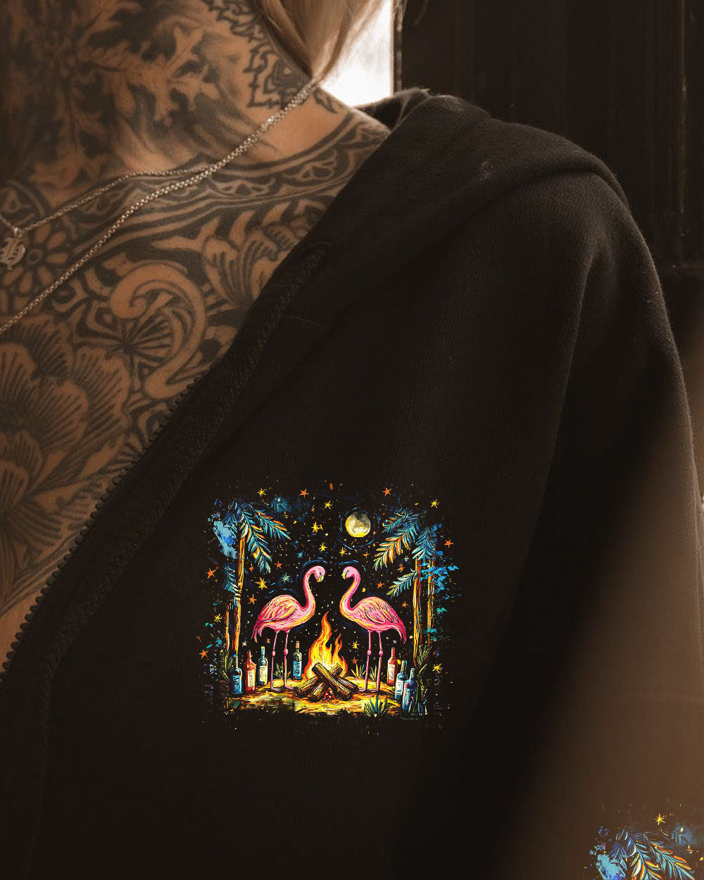 LET'S GET CAMPFIRE DRUNK FLAMINGO ALL OVER PRINT - TLNZ2808251