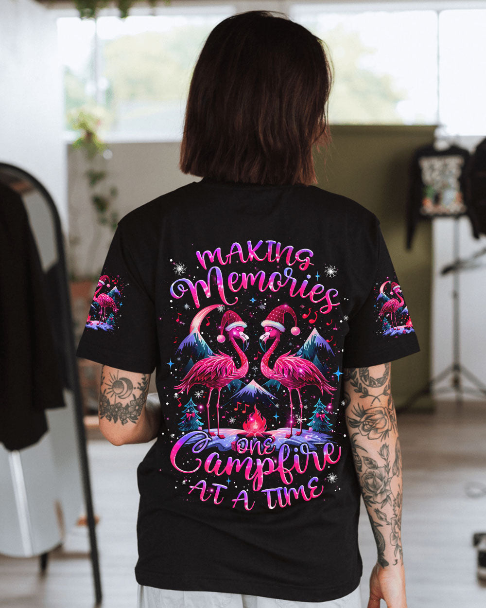 MAKING MEMORIES ONE CAMPFIRE AT A TIME FLAMINGO CHRISTMAS  ALL OVER PRINT - TLNZ3110242