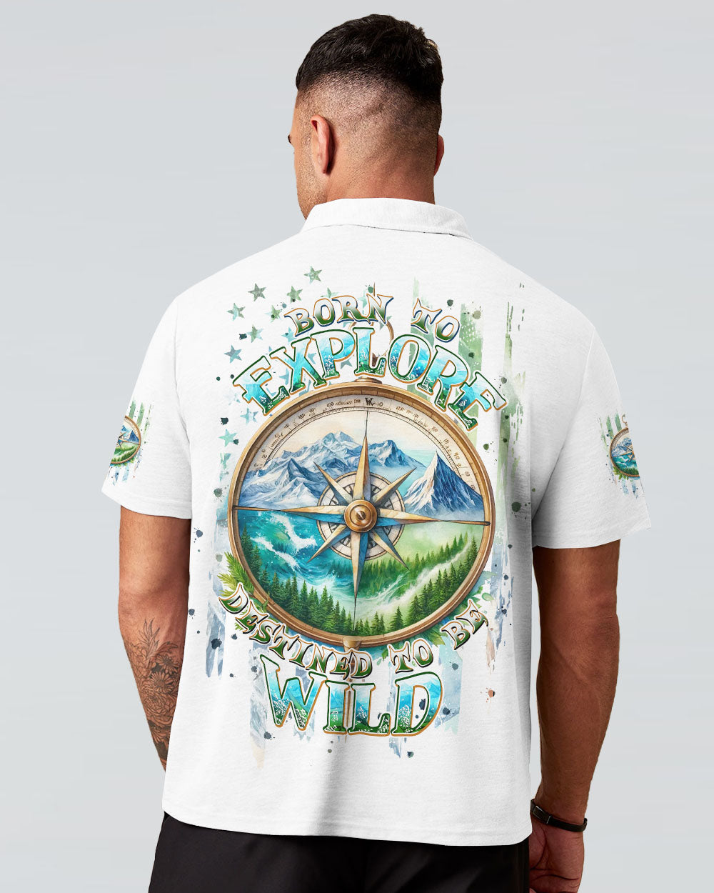 BORN TO EXPLORE DESTINED TO BE WILD COMPASS ALL OVER PRINT - TLPQ1609241