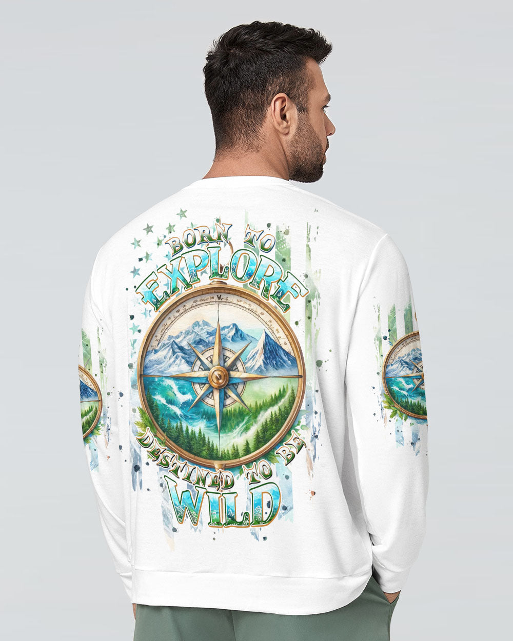 BORN TO EXPLORE DESTINED TO BE WILD COMPASS ALL OVER PRINT - TLPQ1609241