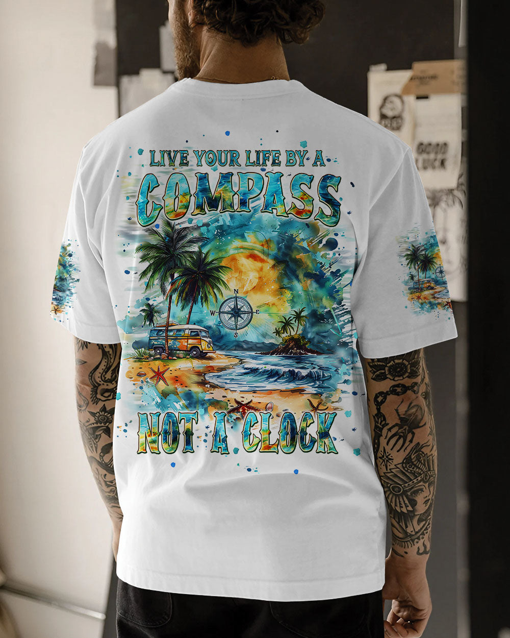 LIVE YOUR LIFE BY A COMPASS NOT A CLOCK BEACH ALL OVER PRINT - TLPQ1908242