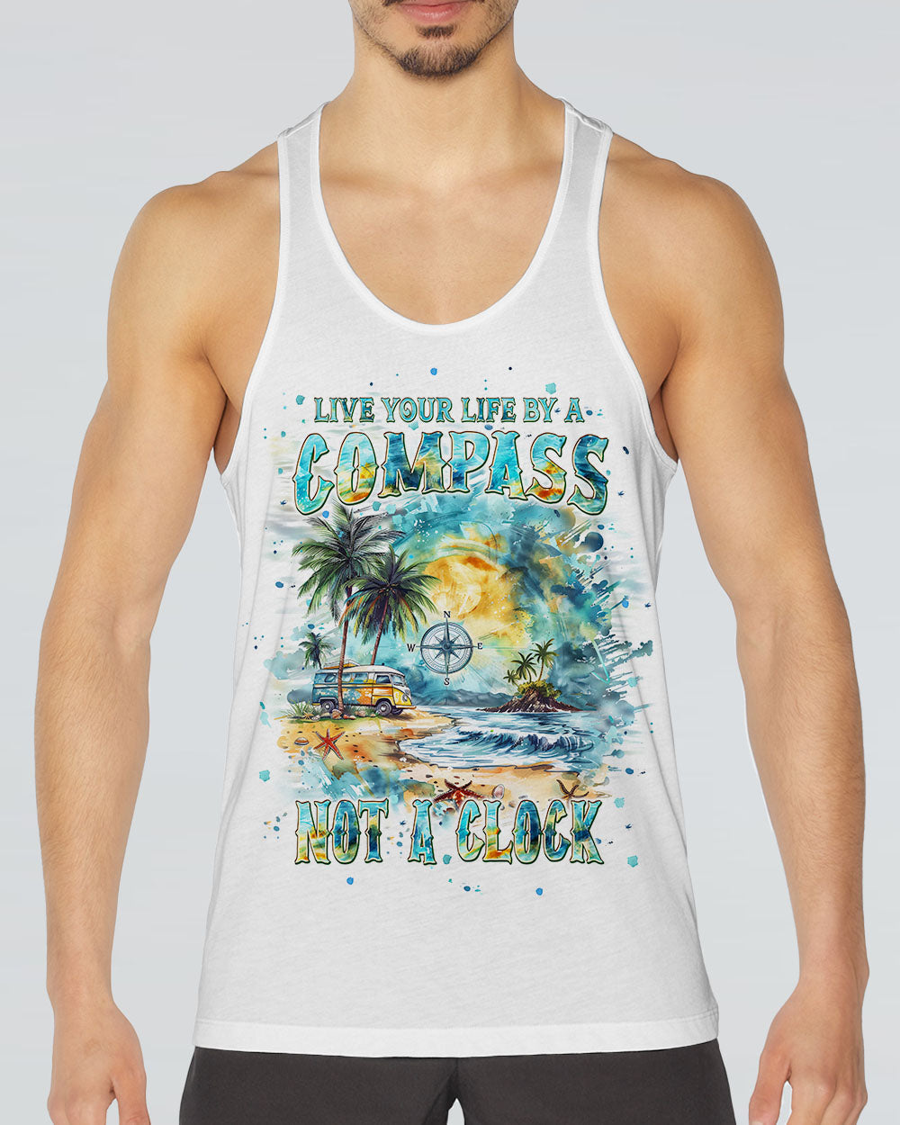 LIVE YOUR LIFE BY A COMPASS NOT A CLOCK BEACH ALL OVER PRINT - TLPQ1908242