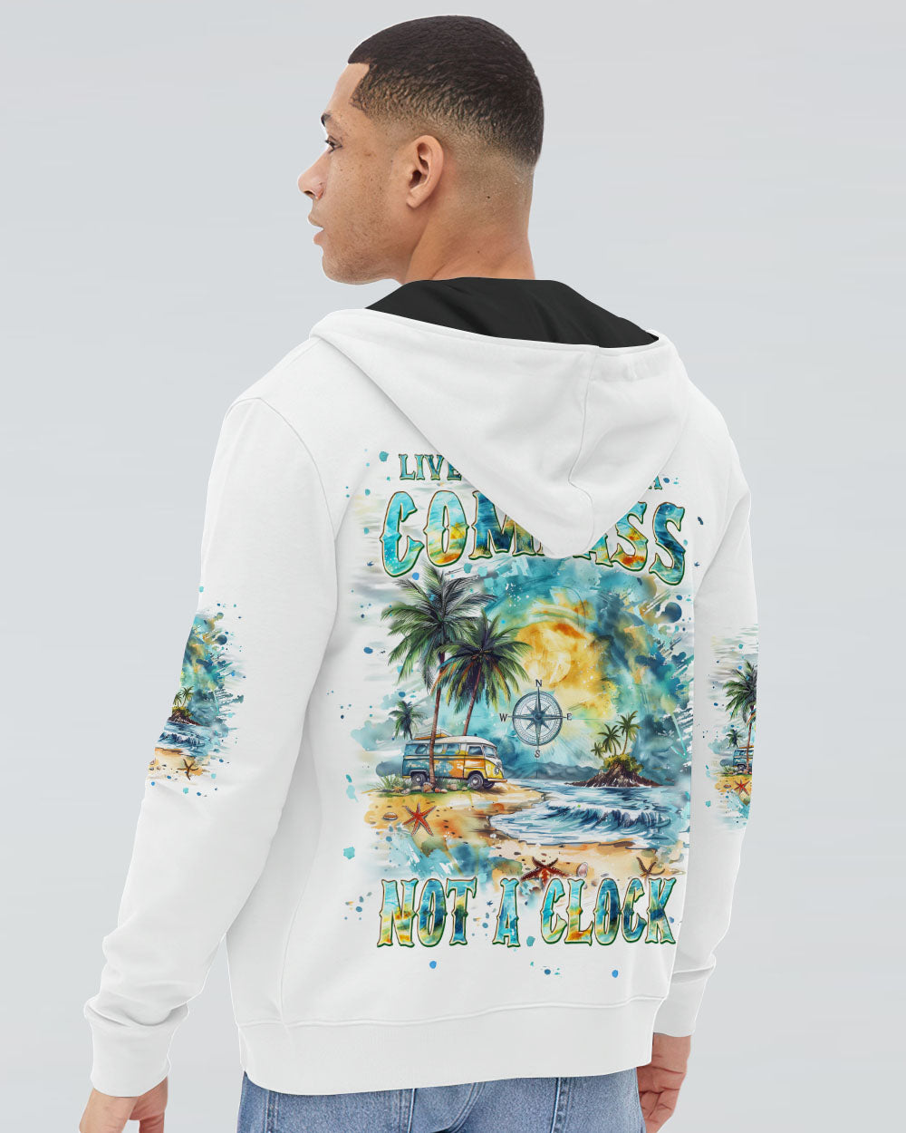 LIVE YOUR LIFE BY A COMPASS NOT A CLOCK BEACH ALL OVER PRINT - TLPQ1908242