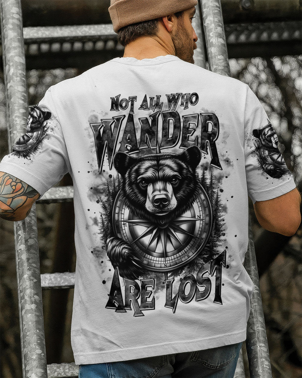 NOT ALL WHO WANDER ARE LOST BEAR COMPASS ALL OVER PRINT - TLTR1106252