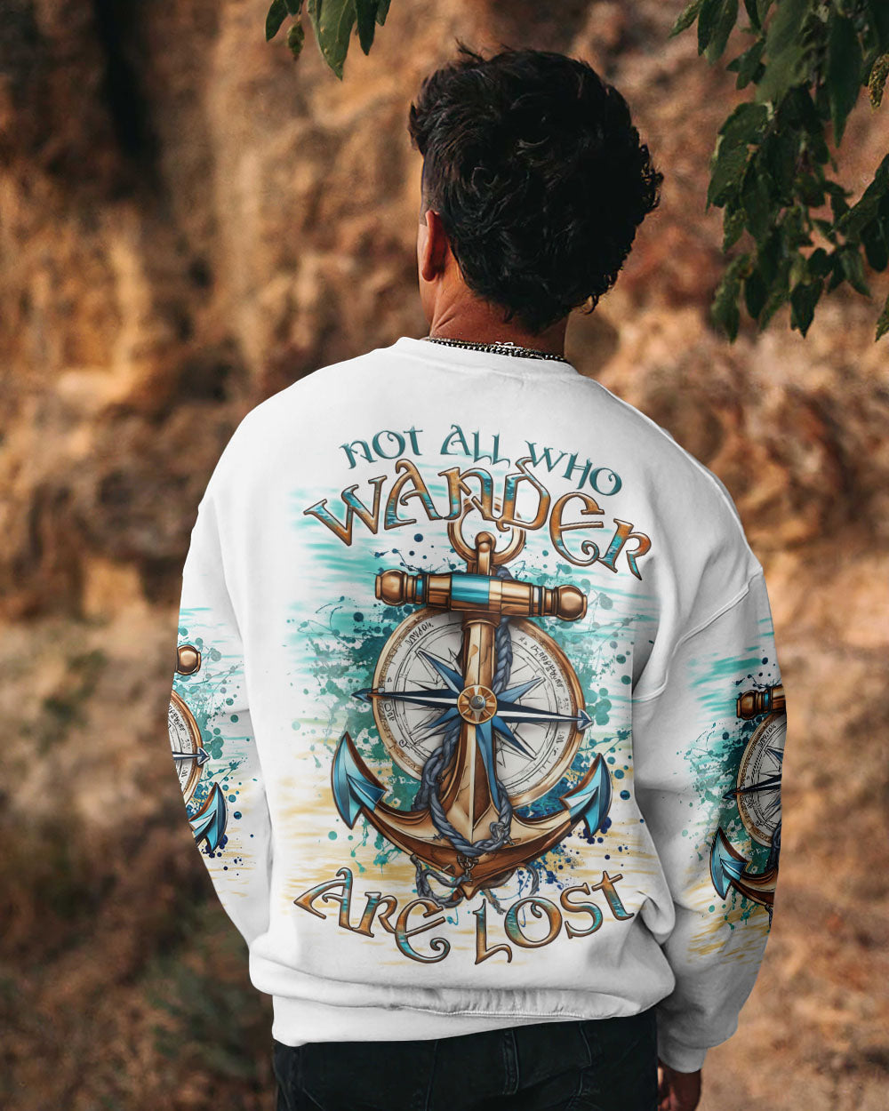 NOT ALL WHO WANDER ARE LOST ANCHOR COMPASS ALL OVER PRINT - TLTR1707243