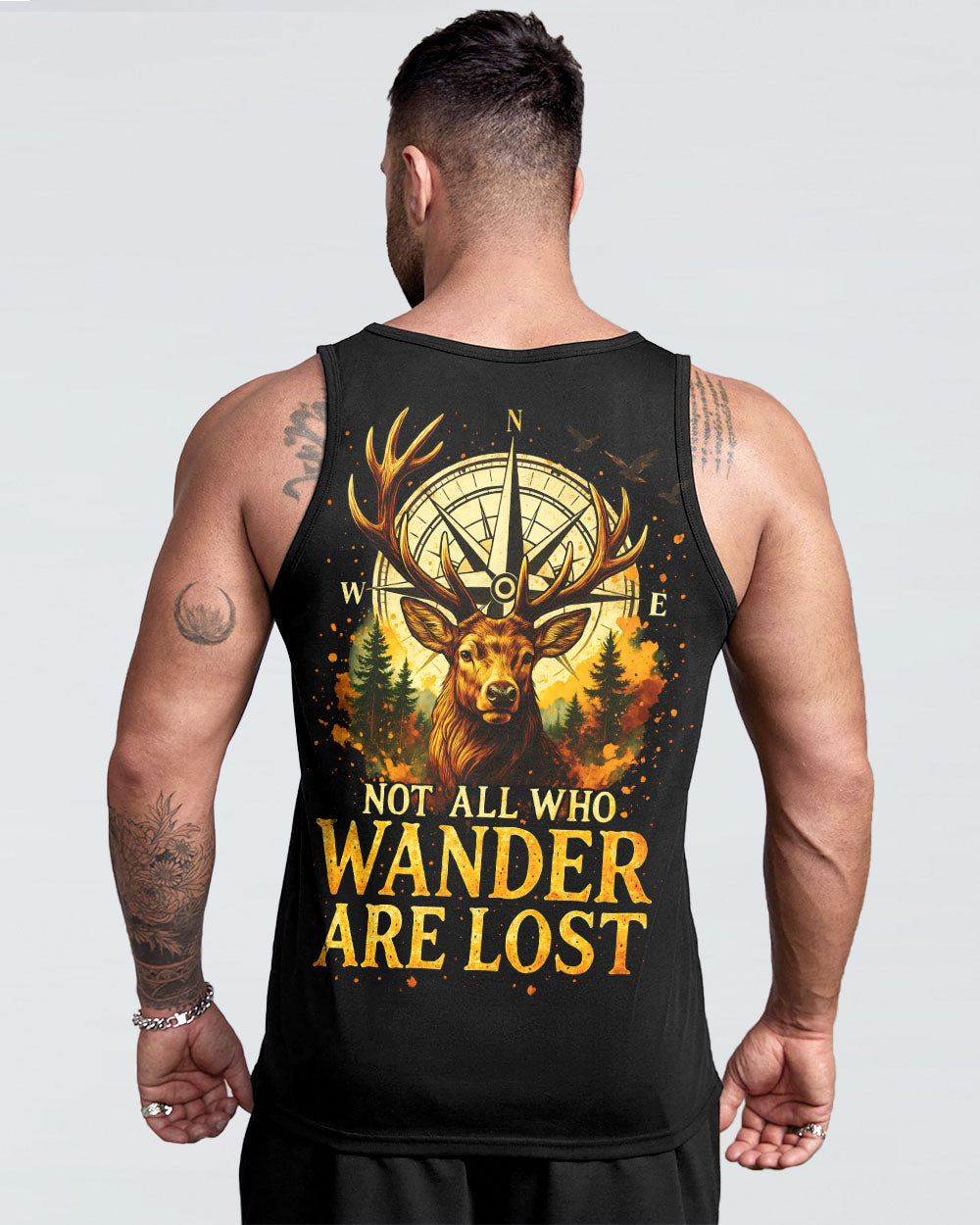 NOT ALL WHO WANDER ARE LOST DEER COMPASS ALL OVER PRINT - TLTR2908251