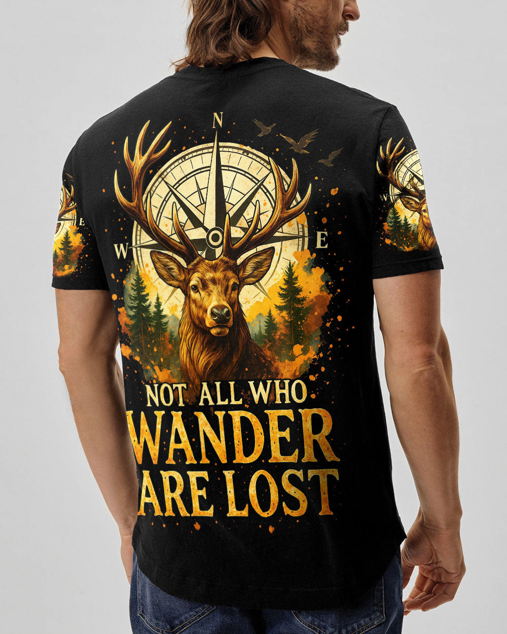 NOT ALL WHO WANDER ARE LOST DEER COMPASS ALL OVER PRINT - TLTR2908251