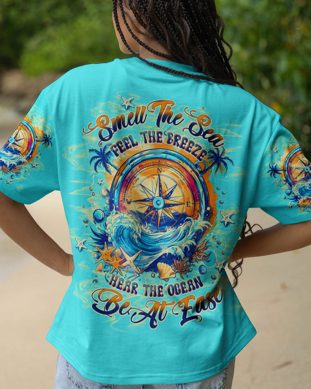 SMELL THE SEA FEEL THE BREEZE COMPASS ALL OVER PRINT - TLTR0204251