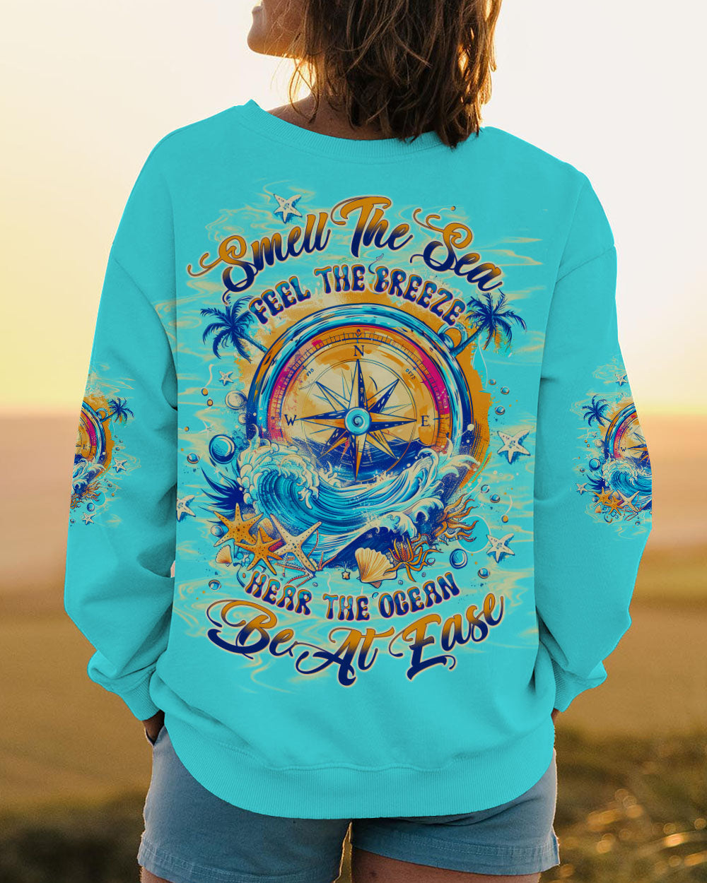 SMELL THE SEA FEEL THE BREEZE COMPASS ALL OVER PRINT - TLTR0204251