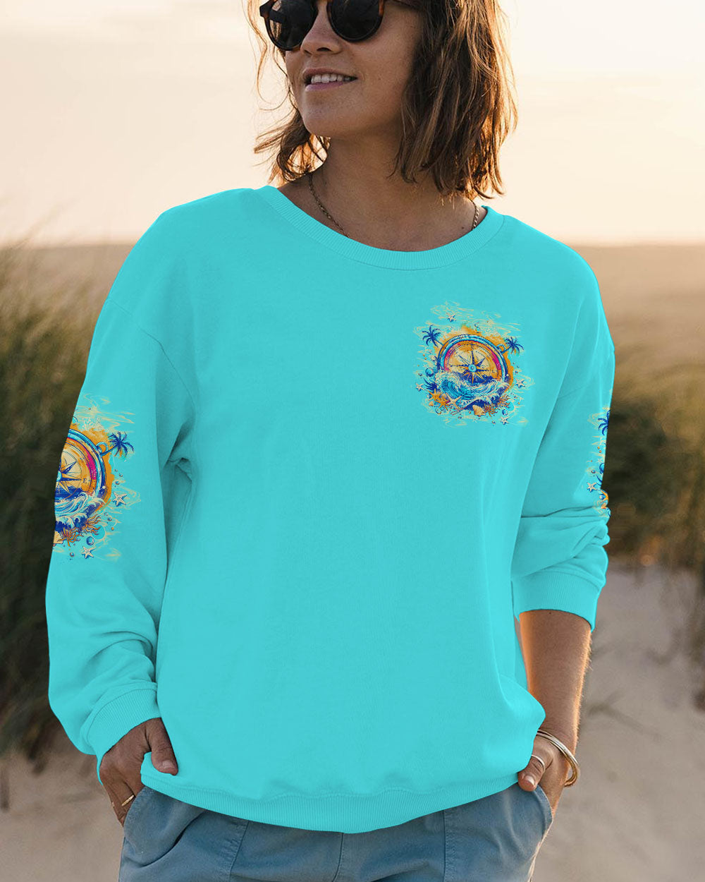 SMELL THE SEA FEEL THE BREEZE COMPASS ALL OVER PRINT - TLTW0204254