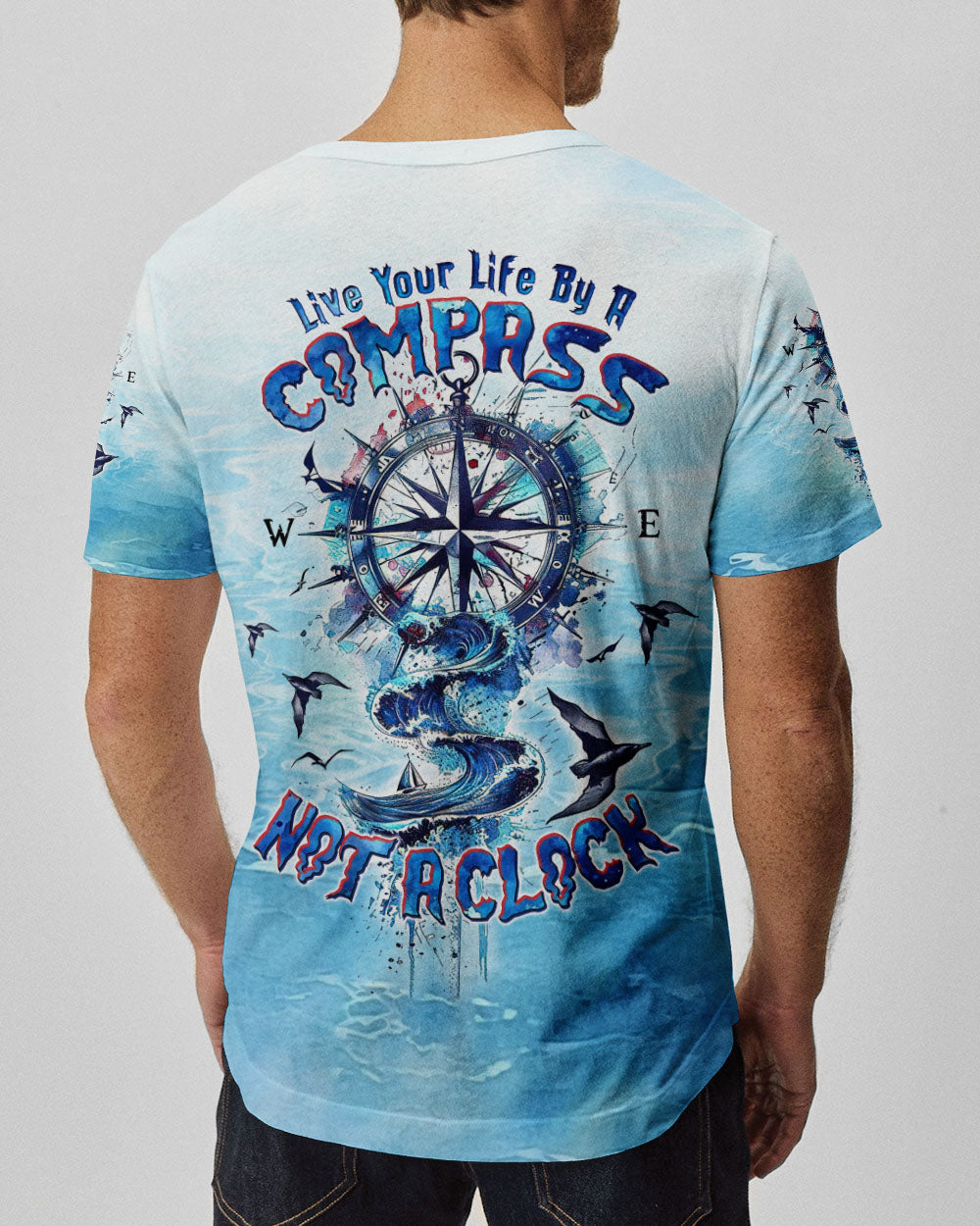 LIVE YOUR LIFE BY A COMPASS WAVES ALL OVER PRINT  - TLTW0503253