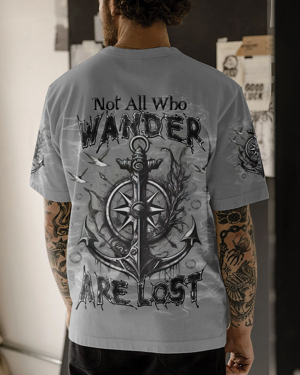 NOT ALL WHO WANDER ARE LOST ANCHOR COMPASS ALL OVER PRINT - TLTW1402252